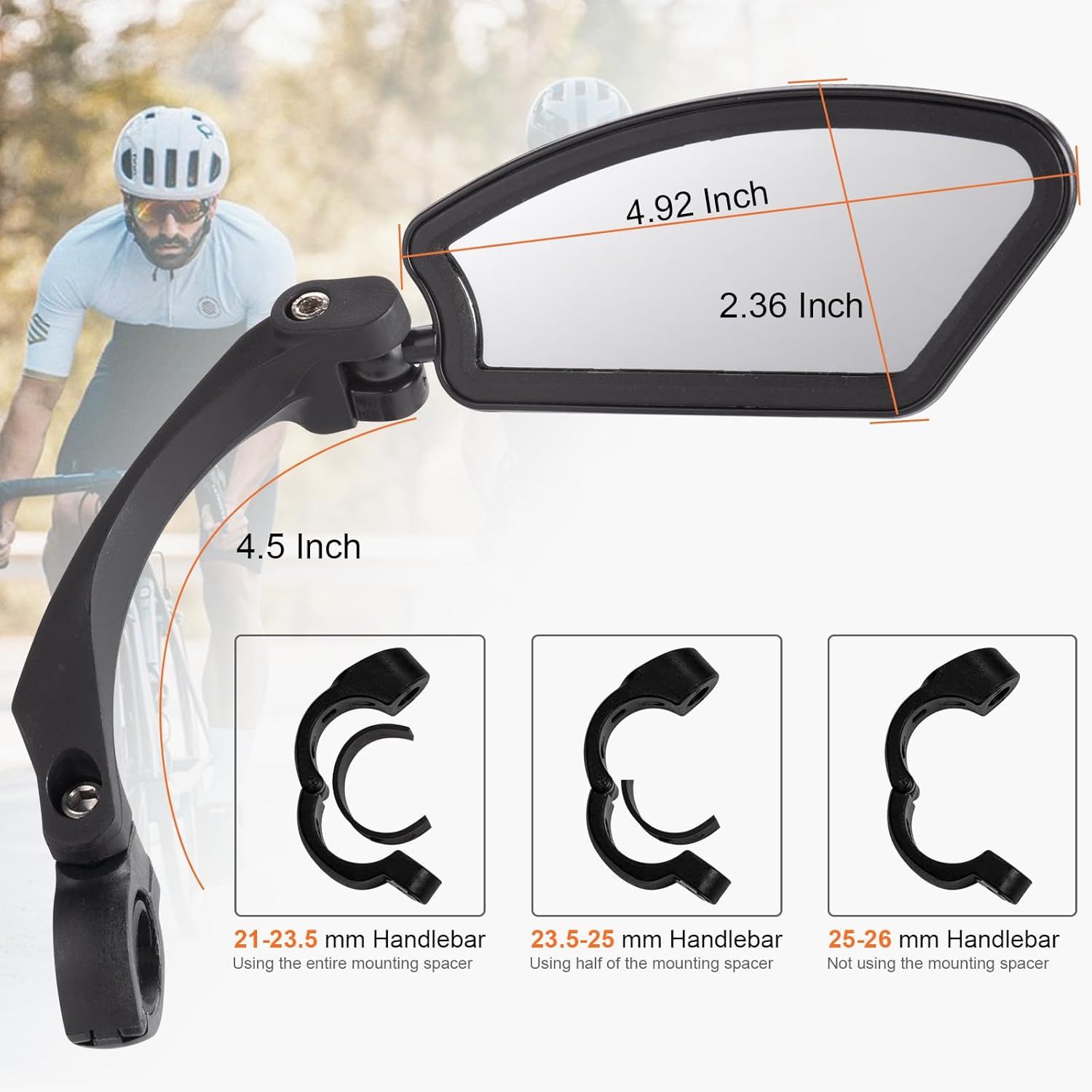 Nuevo soporte para manillar de bicicleta, espejo retrovisor giratorio ajustable con lente de vidrio transparente HD, espejos de bicicleta para