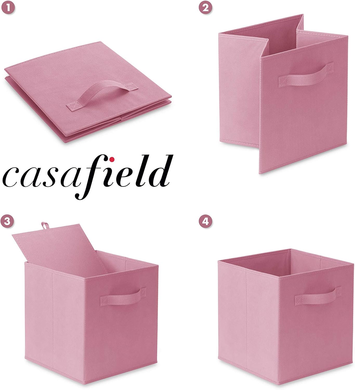 Casafield juego de 6cubos de almacenamiento plegables de tela, canastas de tela plegables de 11pulgadas, para estantes, cubos organizadores