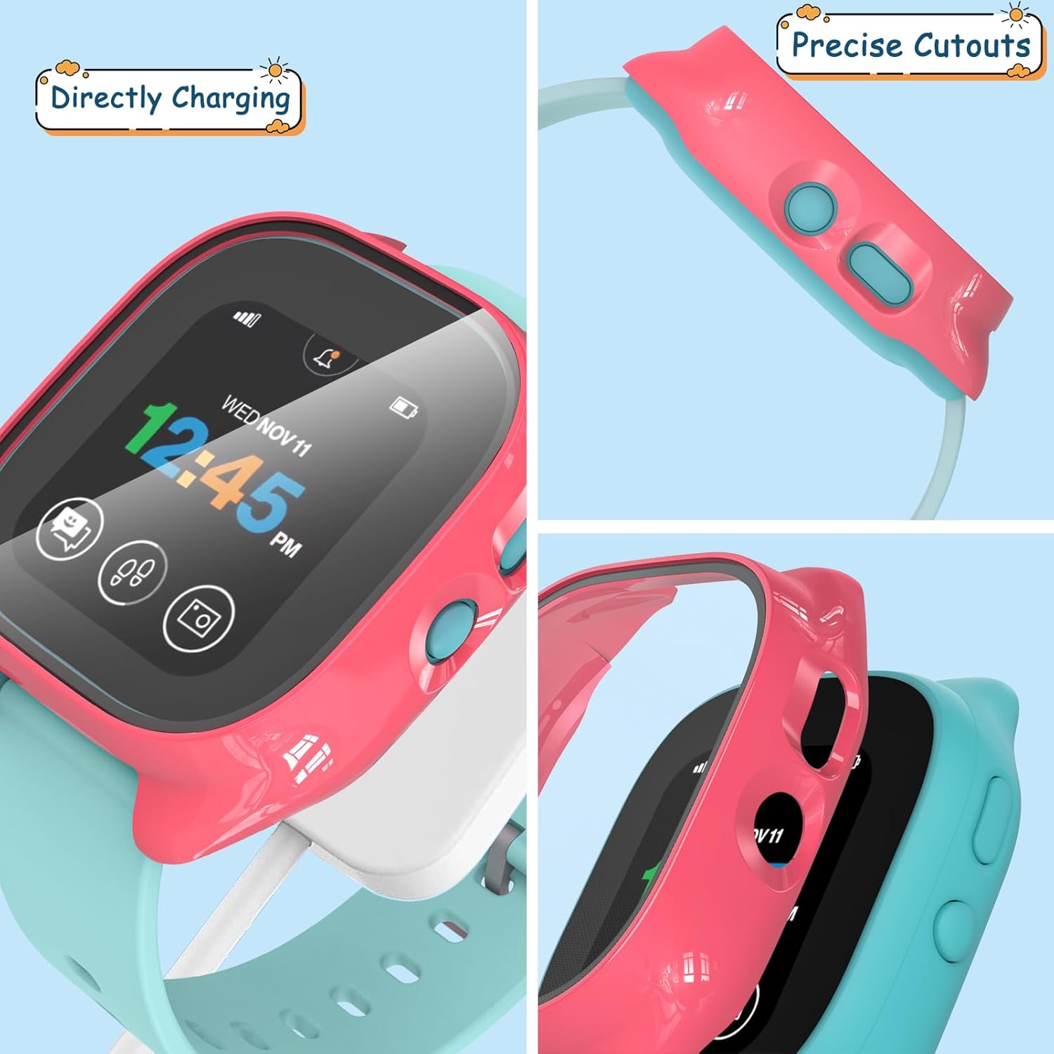 ottpluscase Gizmo 3 – Juego de 1 funda protectora de pantalla para Gizmo Watch 3 con vidrio templado 9H, protector de pantalla para niños, funda