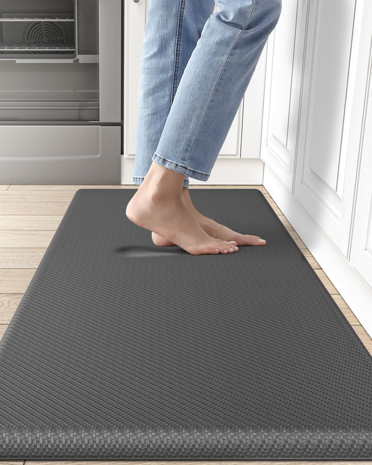 DEXI Anti Fatigue Kitchen Mat, 34 Inch Thick, Stain Resistant, Padded Cushioned Floor Comfort Mat for Home, Garage and Office Standing Desk,
