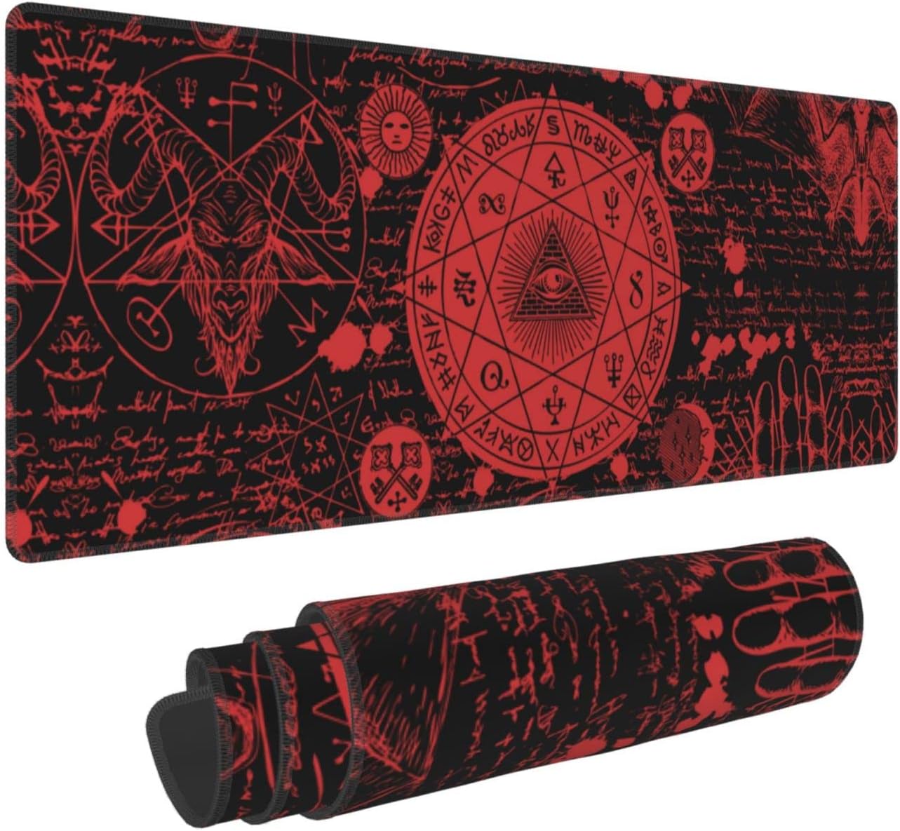 Alfombrilla de mouse vintage mística gótica bruja, extendida, grande, para juegos, XL, de gran tamaño, bordes cosidos, 31.5 x 11.8 pulgadas