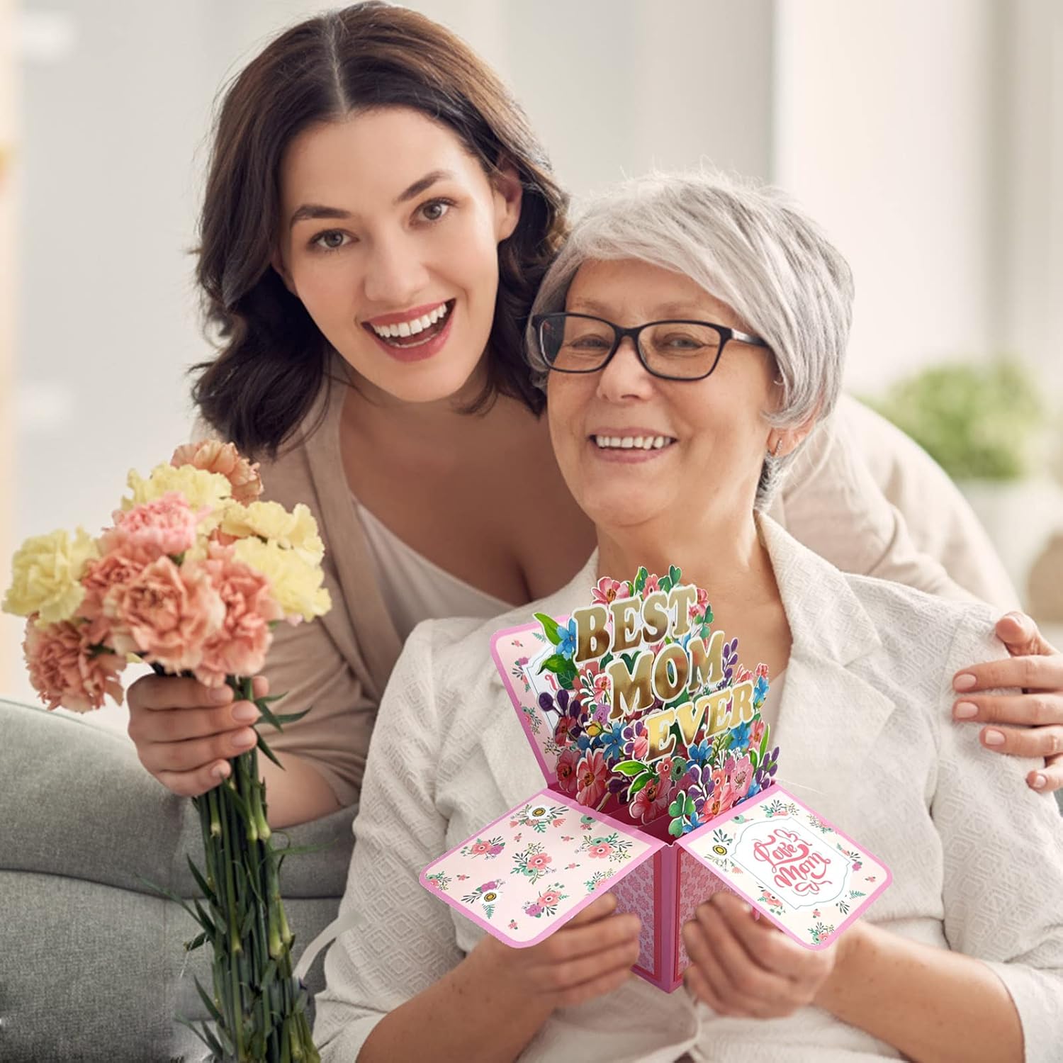 Tarjeta del día de la madre, tarjetas emergentes 3D, tarjetas de regalo de la mejor mamá del mundo, tarjetas de felicitación de papel con tarjeta de
