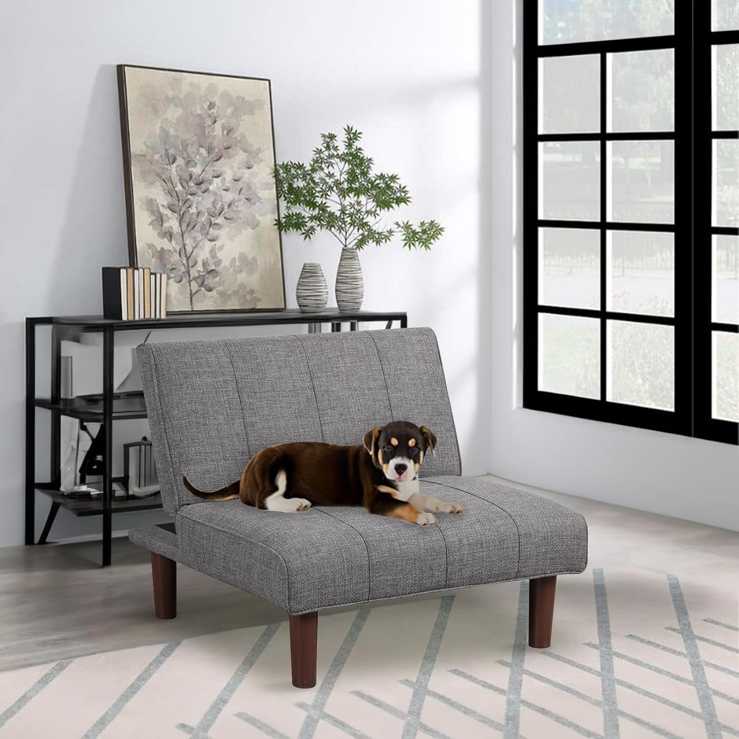 Sofá futón pequeño, silla futón convertible tapizada, moderna, sin brazos, cómodo, mini sofá para espacios pequeños, sala de estar, apartamento,