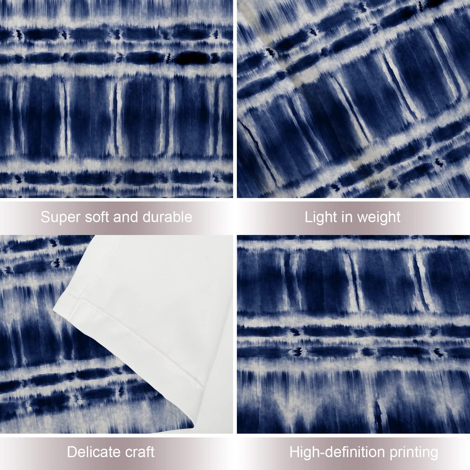 Shrahala Tapiz de pared de teñido anudado azul, a rayas Shibori azul marino índigo abstracto folk para colgar en la pared, tapiz grande decorativo