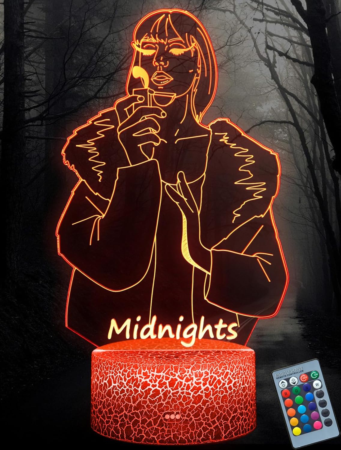 Taylor – Luz nocturna de medianoche, lámpara Taylor 3D ilusión, introspección para fanáticos de la música, regalos de cumpleaños, decoración de