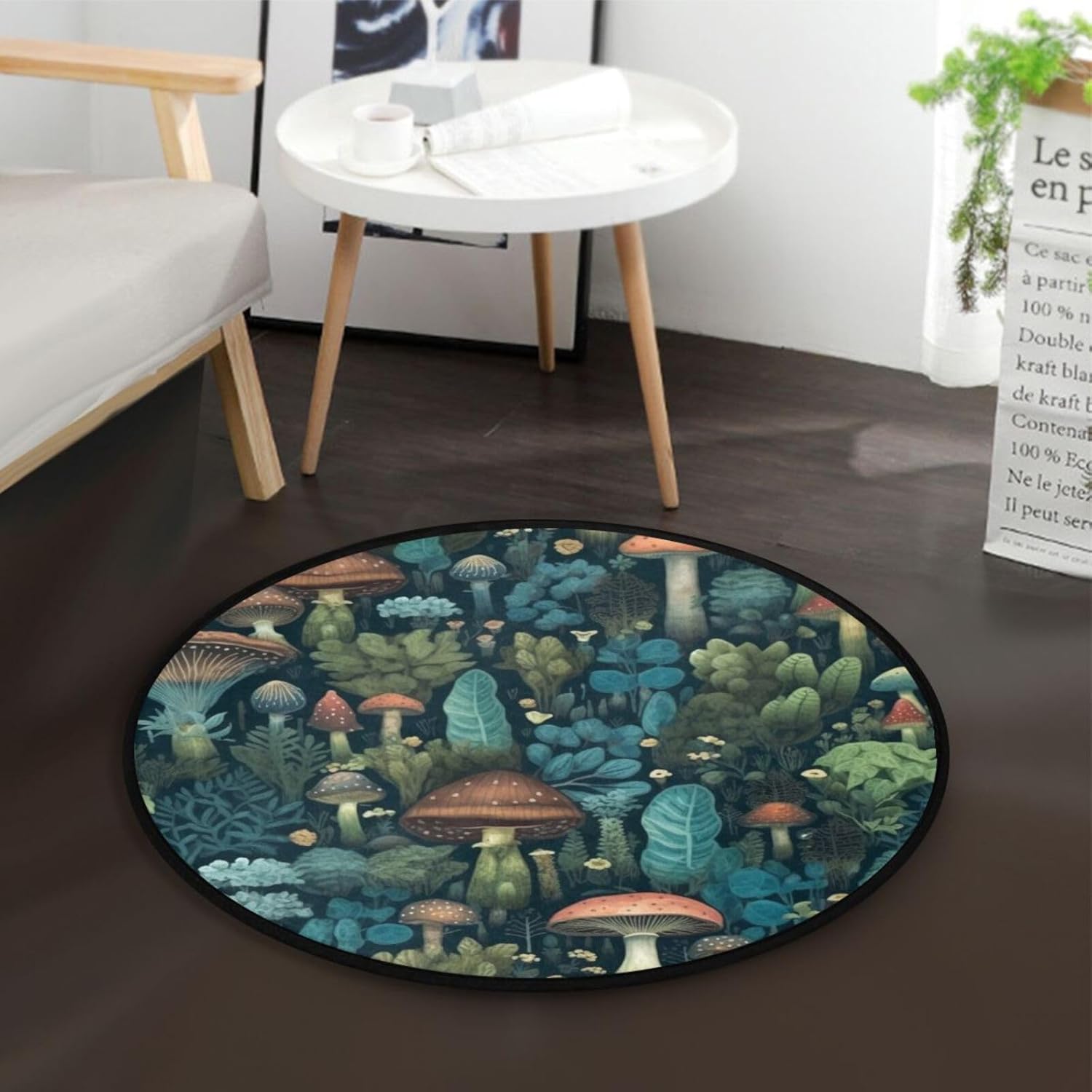 Alfombra redonda antideslizante para interiores, alfombra circular para sala de estar, puerta, entrada, dormitorio, sofá, 3 pies