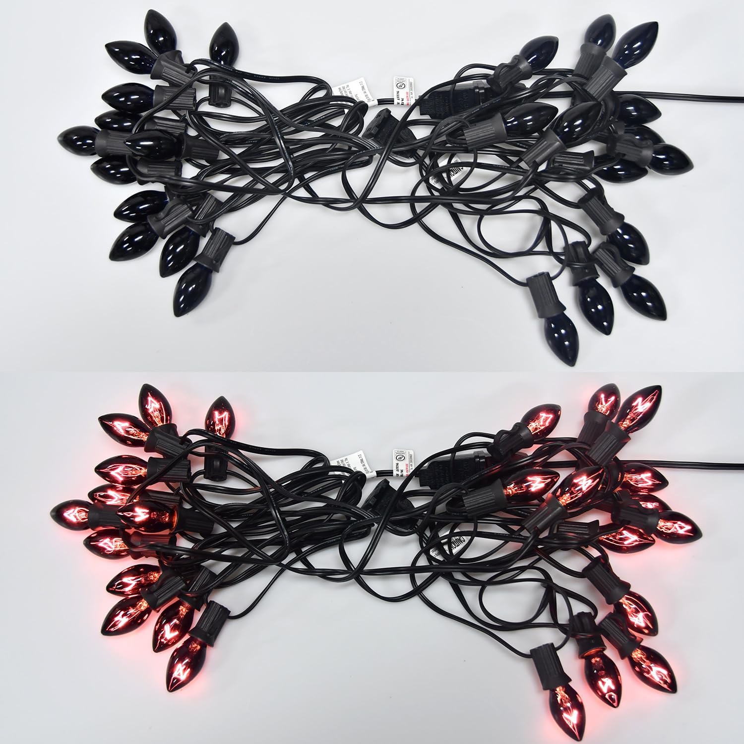 Guirnalda de luces C7 de 25 pies, color morado oscuro, luces de Halloween, ideales como decoraciones de Halloween para el hogar, fiesta, patio,