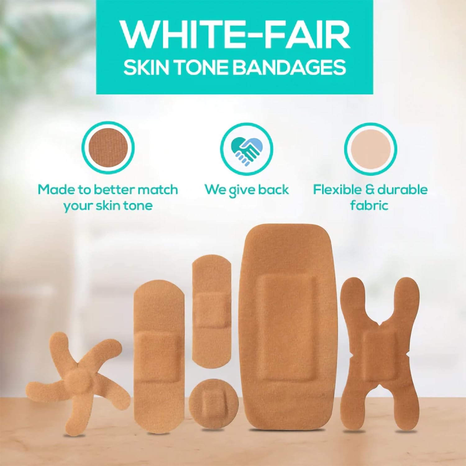 Tru Colour – Vendajes surtidos, vendajes adhesivos de tela flexible, tono de piel beige, bolsa aguamarina, 30 unidades