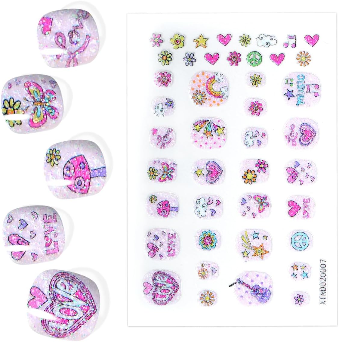 Envolturas de uñas para niños, calcomanías autoadhesivas para uñas seguras y saludables, tiras de uñas de larga duración para niñas y niños,