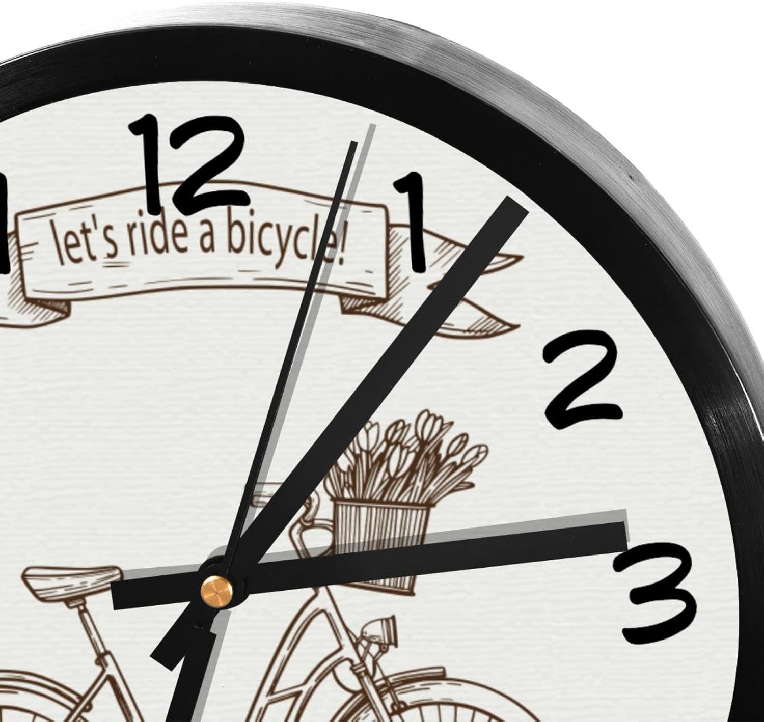 Let’s Ride a Bicycle Non-Ticking Wall Clocks, Battery Operated Silent Wall Clock for Bedroom Living Kitchen Office Home Art Decor