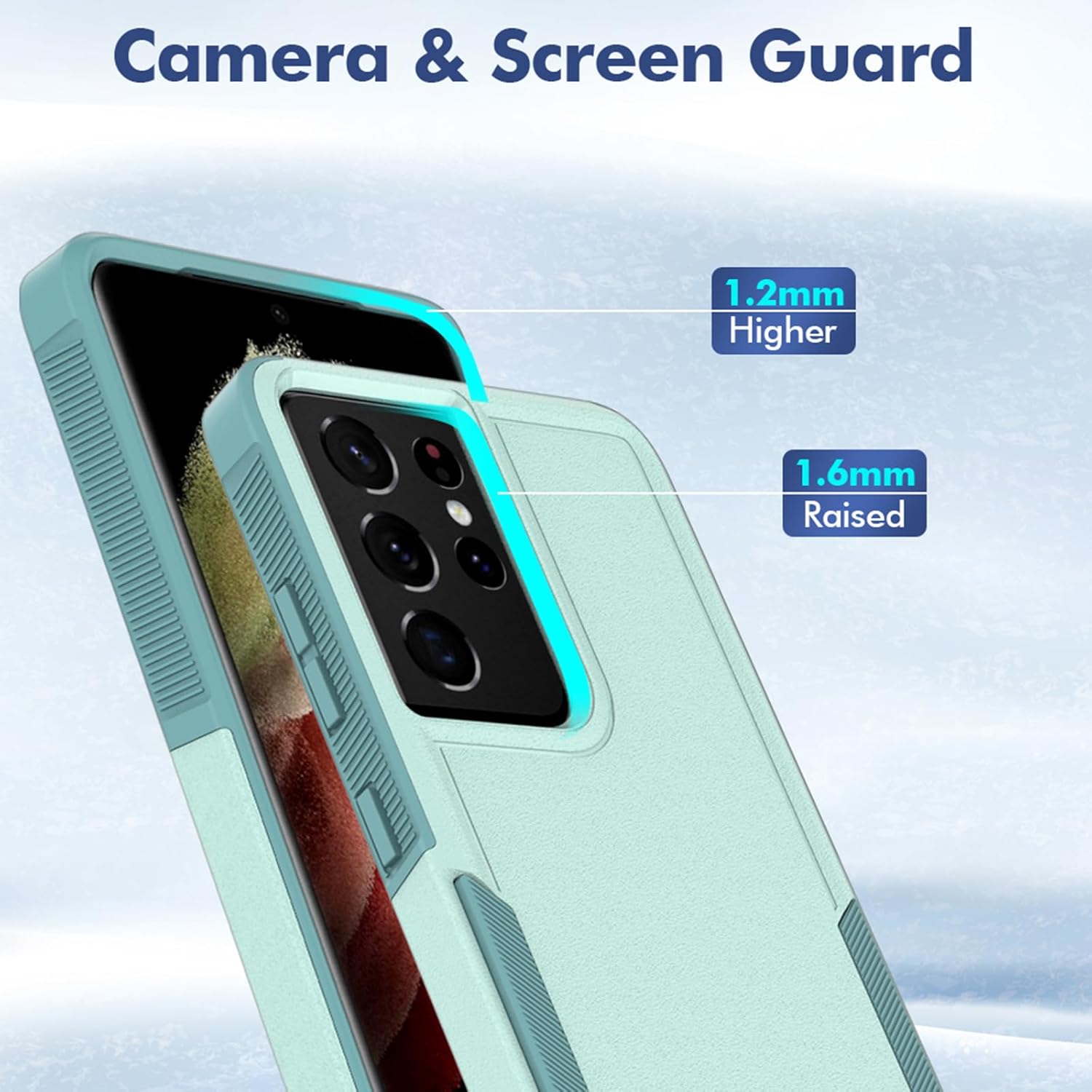 Funda para Samsung Galaxy S21 Ultra funda protectora de doble capa resistente para teléfono celular, a prueba de golpes, con protector de pantalla,