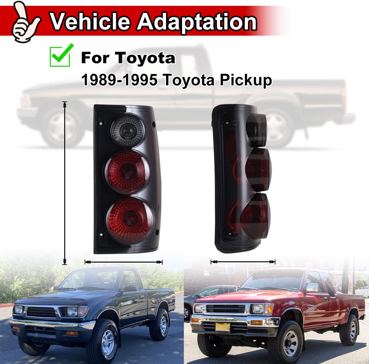 Nixon Offroad Luces traseras para Toyota Pickup 1989 1990 1991 1992 1993 1994 1995, luces traseras de automóvil, reemplazo de montaje de 1 par