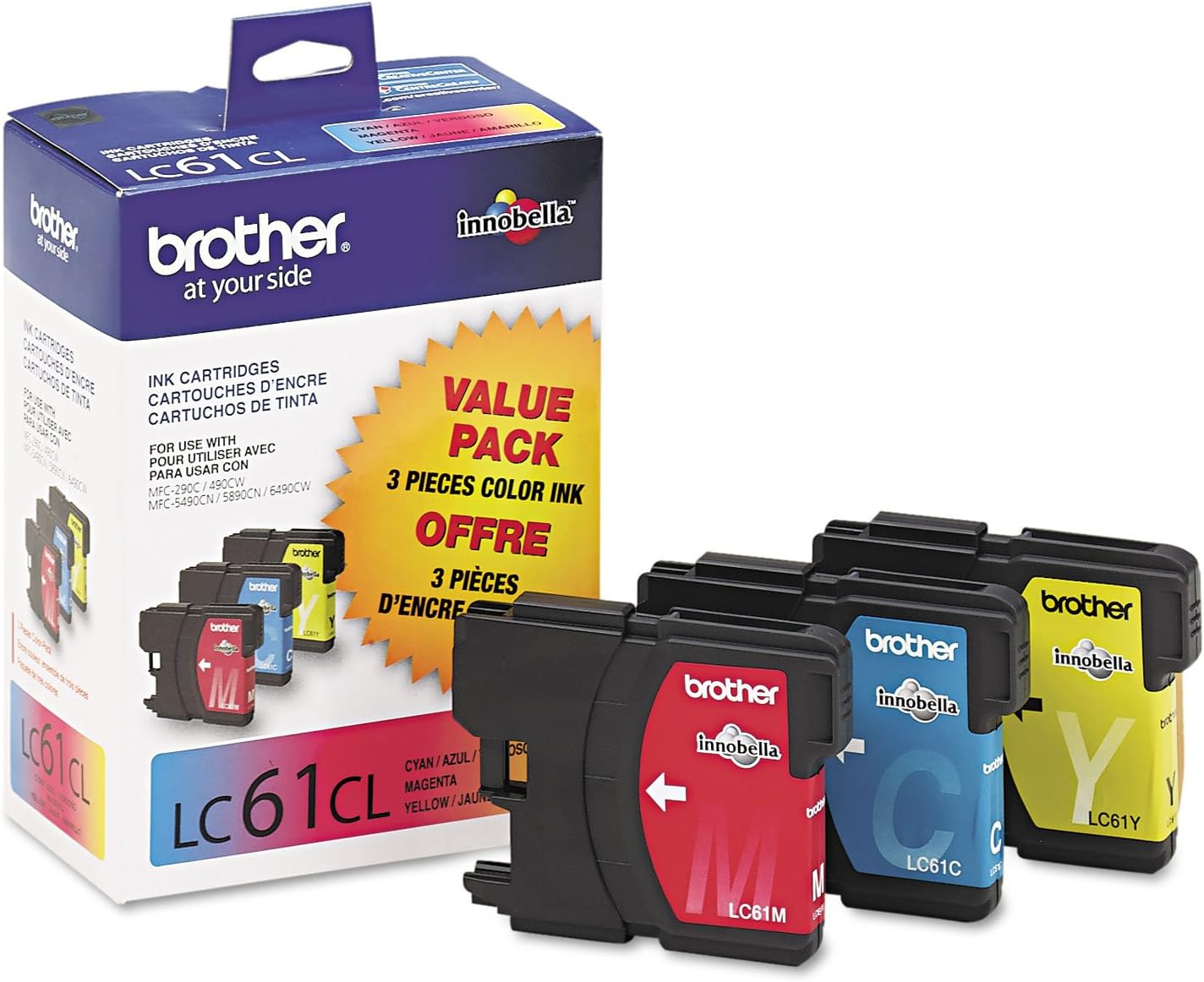 Brother LC613PKS – Cartuchos de tinta de color de rendimiento estándar genuinos, paquete de 3 unidades de tinta de color, incluye 1 cartucho de cada