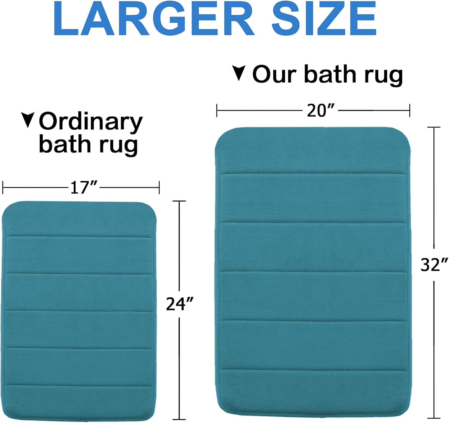 Flamingo P – alfombrillas de baño de espuma viscoelástica antideslizante de lujo, diseño de rayas tipo paquete, Goma, Dark Teal, 20″ x 32″