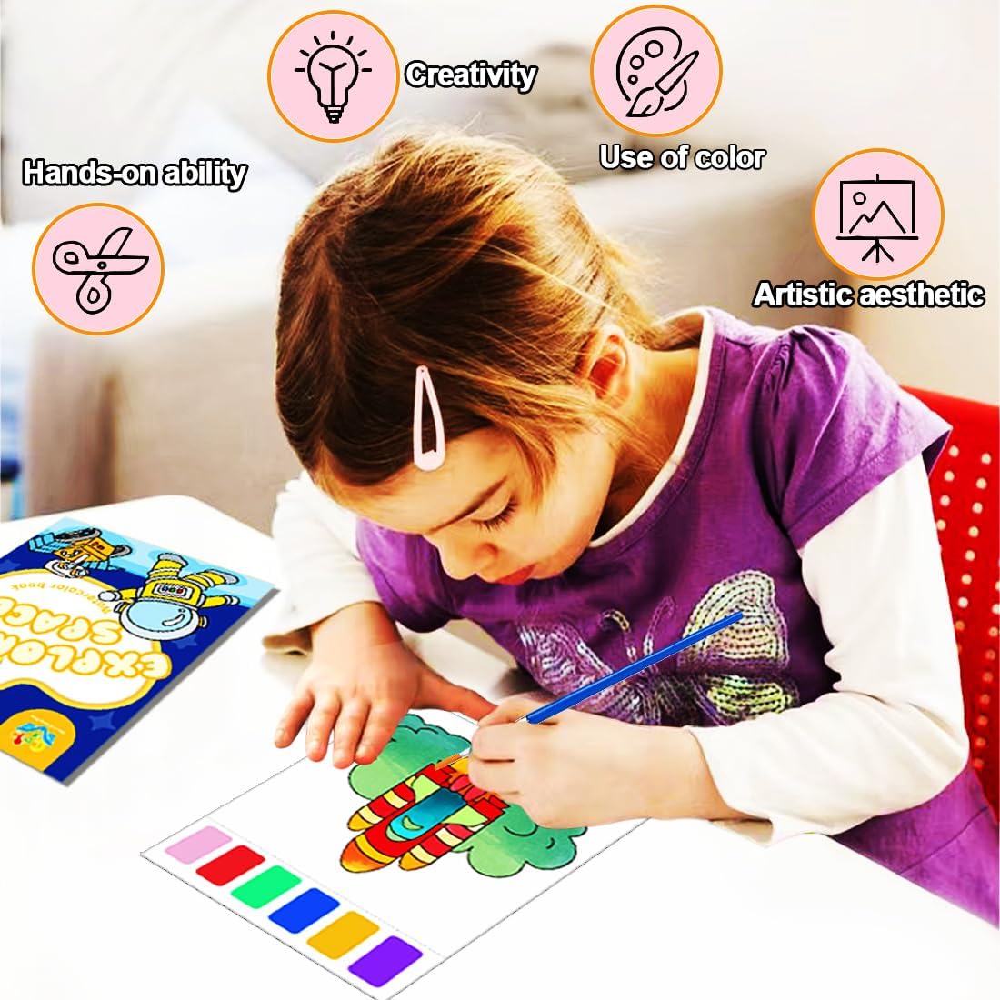YXOTJHS Juegos de pintura de acuarela para niños, pintura grande con libros de agua, libros de acuarela para colorear para niños de 4 a 8 años,
