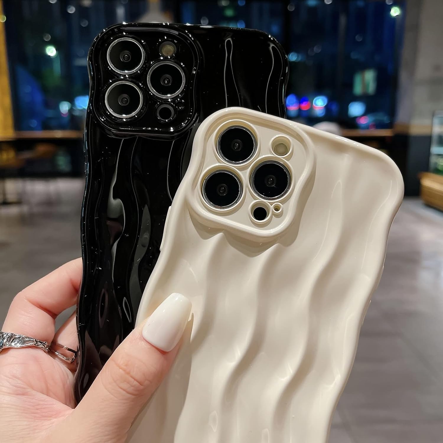 Funda con patrón de ondas de agua para iPhone 15 Pro, TPU suave, a prueba de golpes, cubierta trasera protectora para mujeres y niñas, funda de