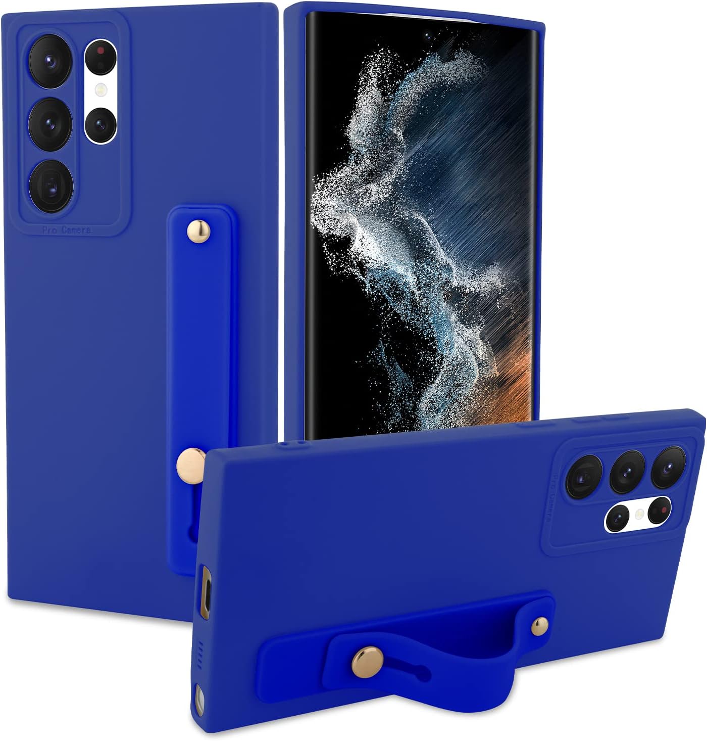 KANGHAR Funda para Galaxy S22 Ultra con soporte para teléfono para mujeres y niñas, funda protectora de silicona líquida suave a prueba de golpes