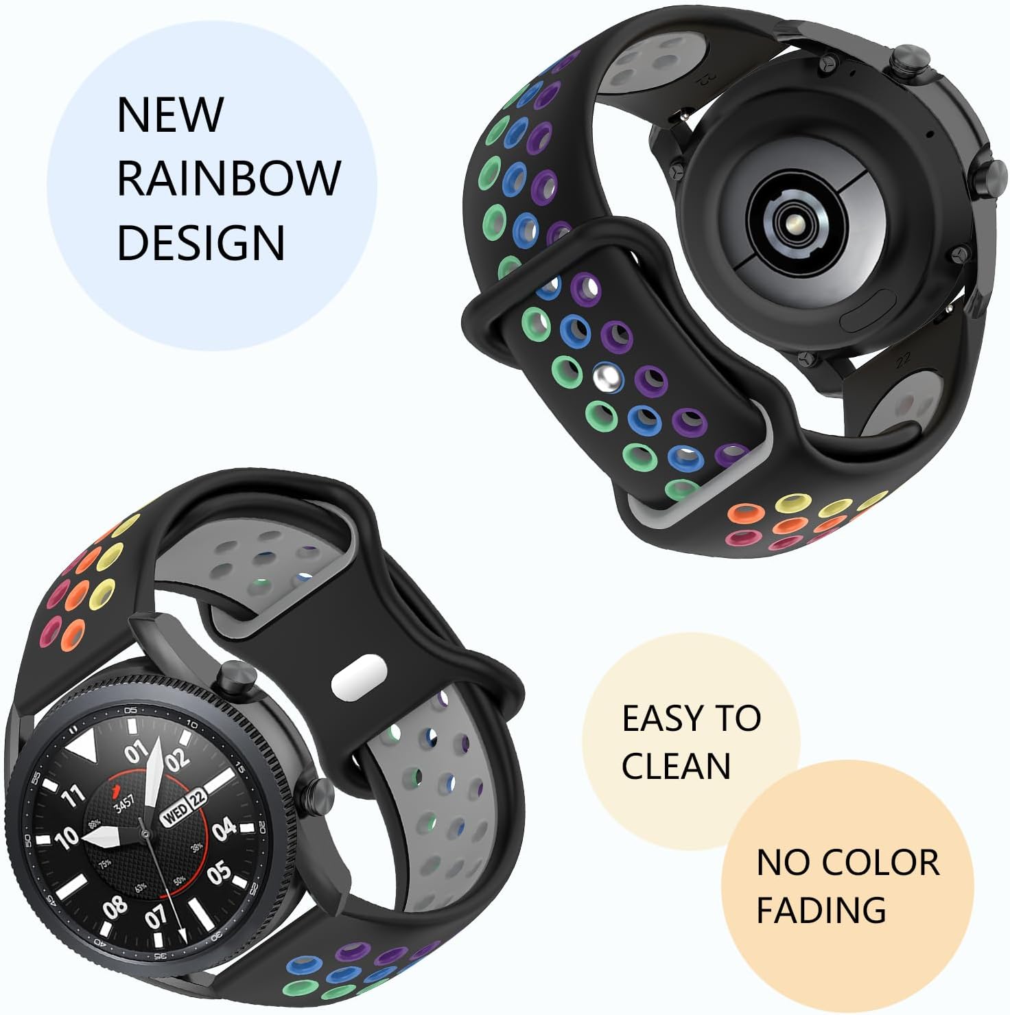 Correas de 0.866 pulgadas compatibles con Samsung Galaxy Watch 3 de 1.772 pulgadasGear S3 Frontier ClassicGarmin Forerunner 935945Vivoactive 4 de