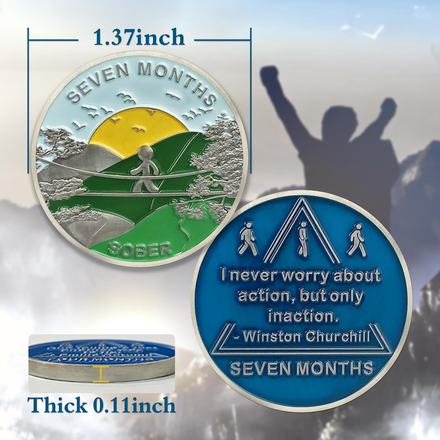 Moneda de sobriedad de 7 meses Alcohólicos Medallón Anónimo AA, Token de chip AA, regalos de sobriedad para mujeres y hombres en recuperación (1-12