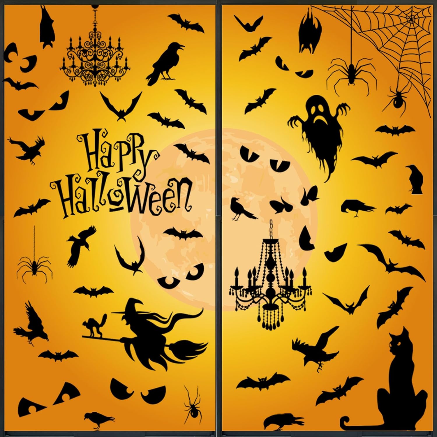 Silueta de Halloween para ventana, calcomanías de pared de silueta de Halloween, calcomanías de pared extraíbles de Halloween, decoración de