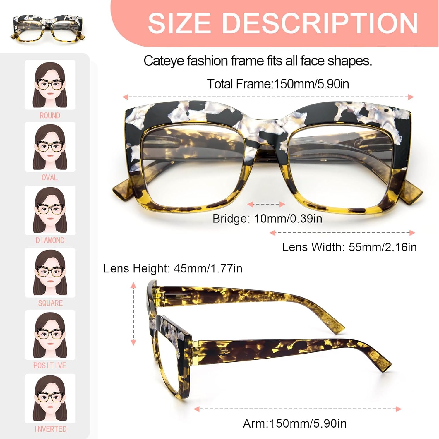 KoKoBin Paquete de 4 elegantes lentes de lectura de ojo de gato con marco grande para mujer, lectores retro de gran tamaño, bloqueo de luz azul