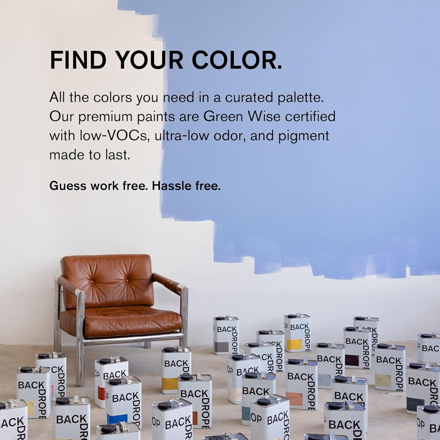 BACKDROP  Pintura interior premium  Muestra de pintura adhesiva grande  MOONLIGHT – Blanco cálido  Muestra de color de 12 x 12 pulgadas