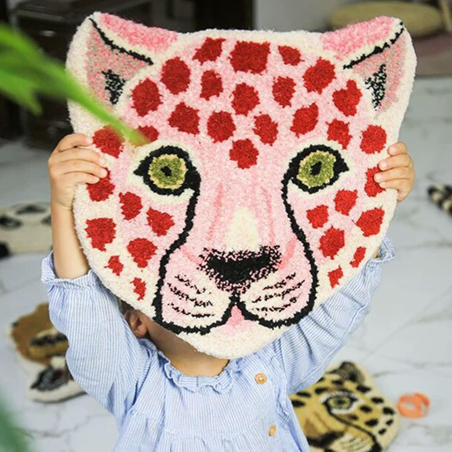 Alfombra de dormitorio para niños, bonita alfombra con forma de animal, lavable, antideslizante, absorbente, súper suave, alfombra de cachemira