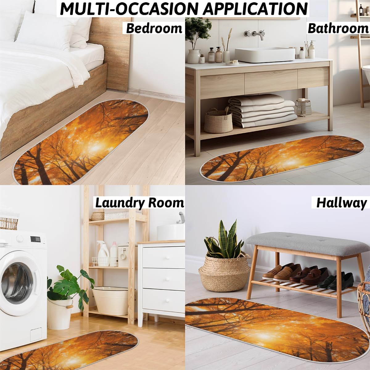 cfpolar Alfombras de baño con árboles de arce otoñal, alfombra de baño antideslizante de microfibra absorbente, alfombras y alfombras de cocina