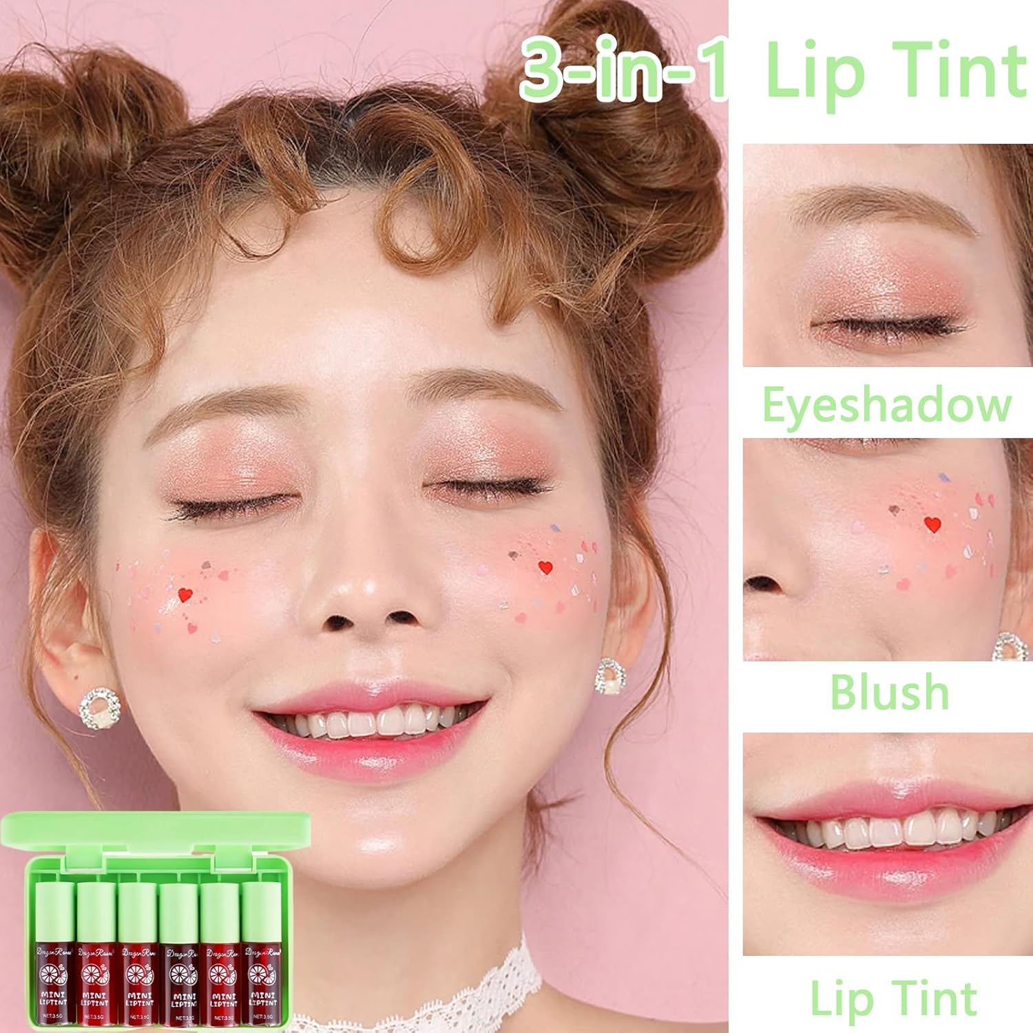 Juego de tintes de labios de 6 colores, tinte de labios coreano, mini lápiz labial líquido hidratante, bálsamo labial con brillo de labios tintado,