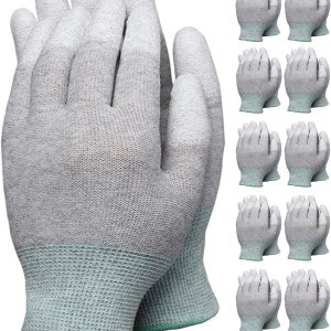 VIPER – 10 pares de guantes antiestáticos, recubiertos de fibra de carbono gris, 13G ESD guantes de trabajo de seguridad VIPER – 10 pares de guantes antiestáticos, recubiertos de fibra de carbono gris, 13G ESD guantes de trabajo de seguridad