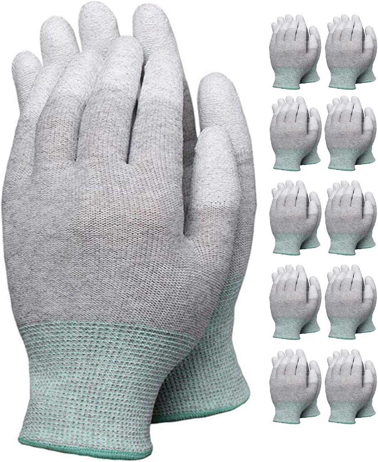 VIPER – 10 pares de guantes antiestáticos, recubiertos de fibra de carbono gris, 13G ESD guantes de trabajo de seguridad