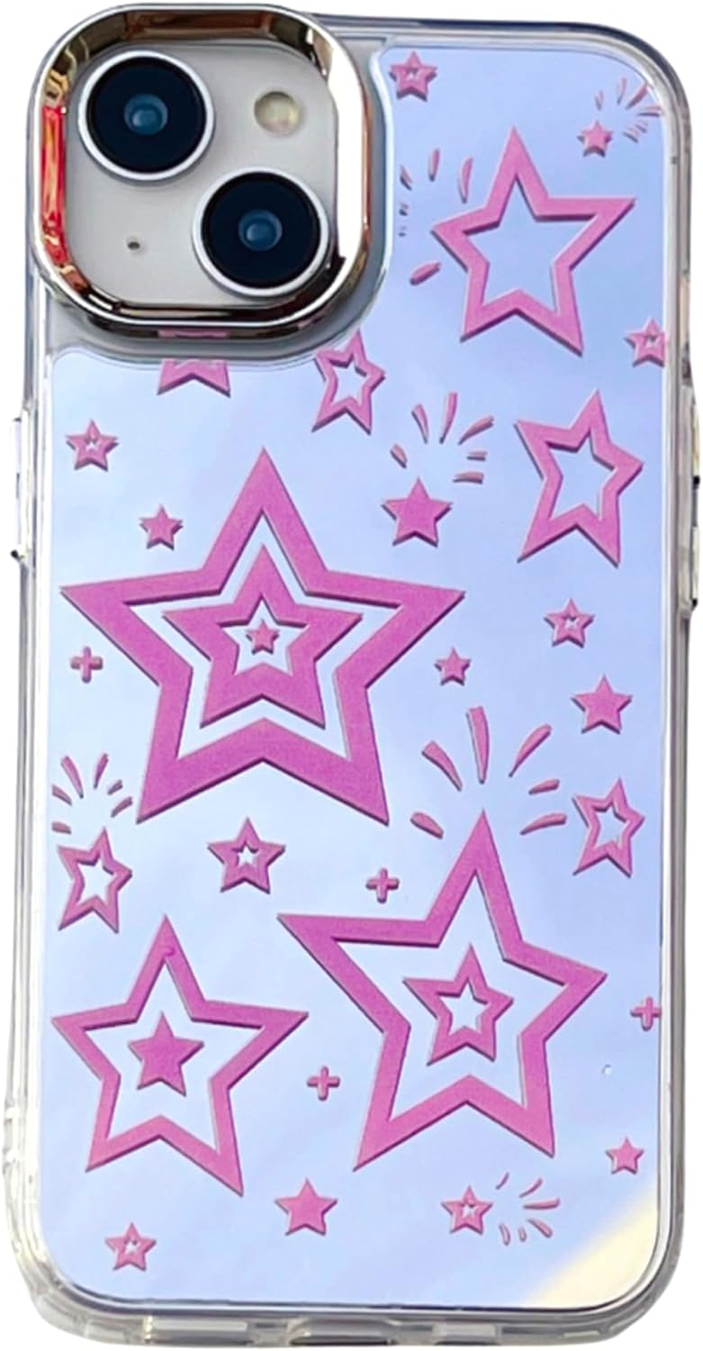 Dhzik Pink Star Y2K – Funda para iPhone 12 Pro Max, diseño bonito y moderno con diseño de estrella para iPhone 12 Pro Max