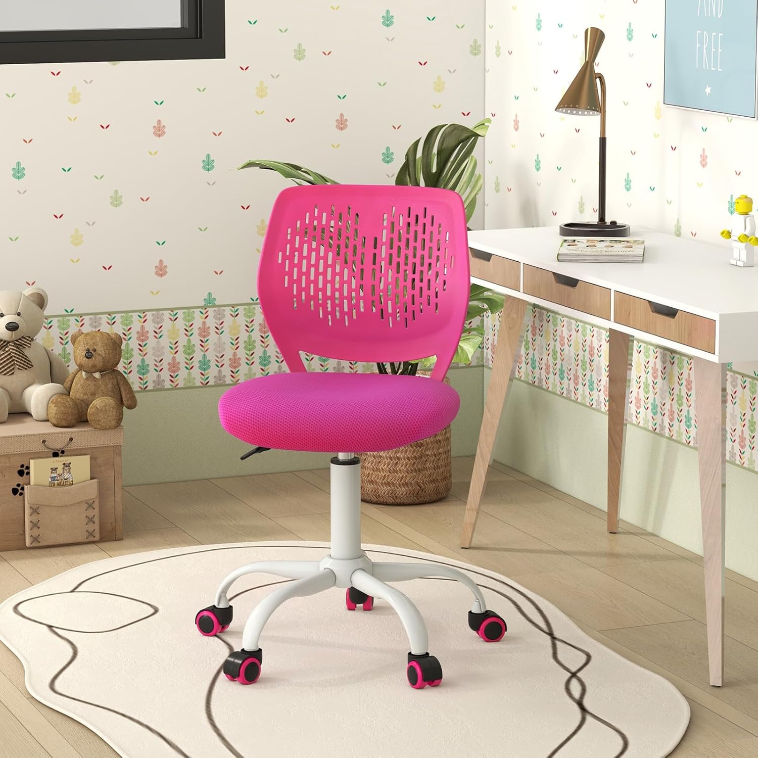 POWERSTONE Silla de escritorio pequeña, silla de computadora para oficina en casa, silla de trabajo sin brazos, silla giratoria ajustable con