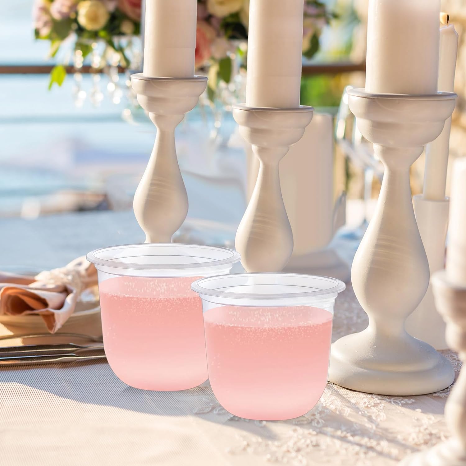 100 copas de vino de plástico sin tallo, desechables, de plástico transparente, para fiestas, bodas, cumpleaños, cócteles (12 onzas)
