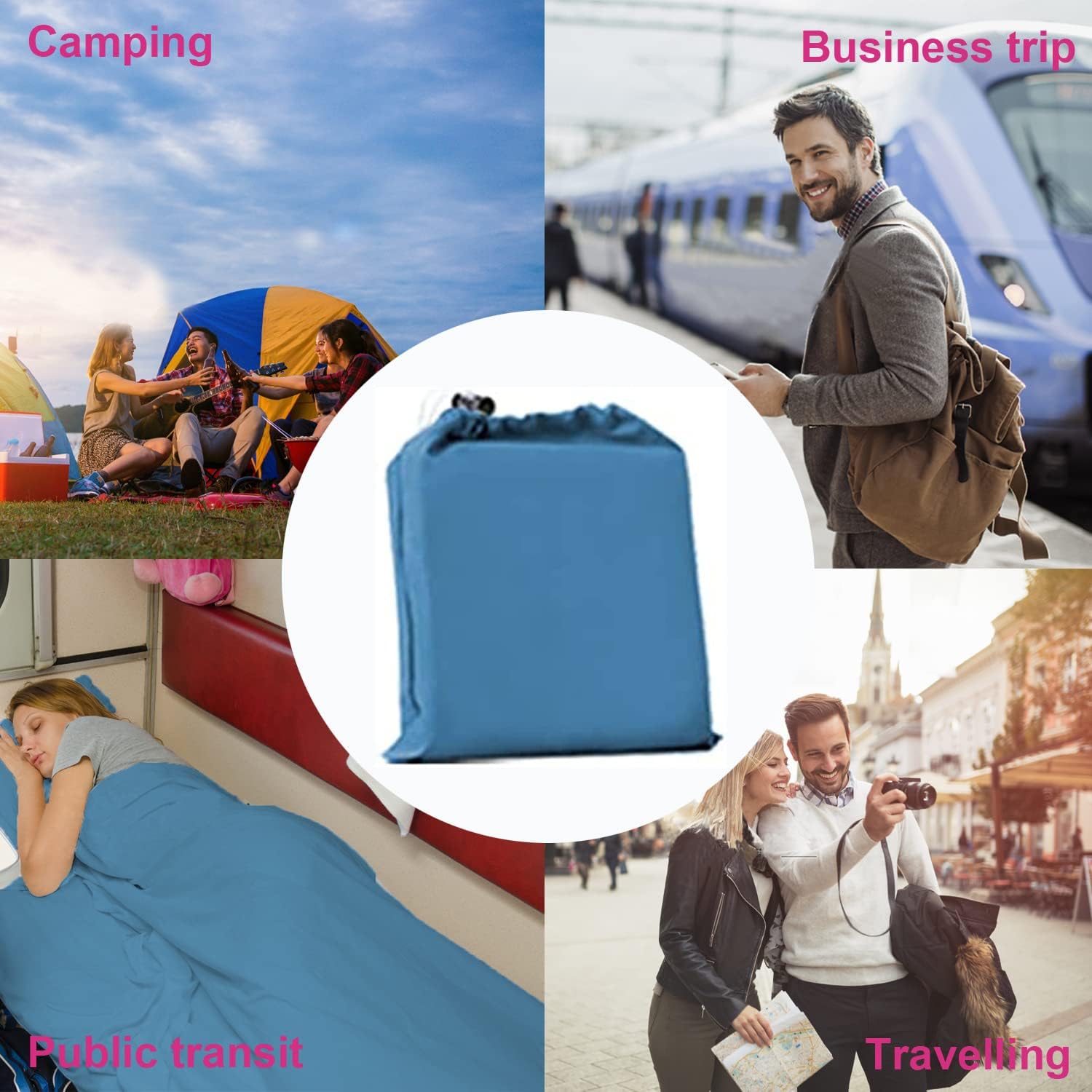 Saco de dormir portátil para viajes, camping, sábanas ligeras y compactas para adultos, cómodos forros para viajes, hotel, camping, picnic,