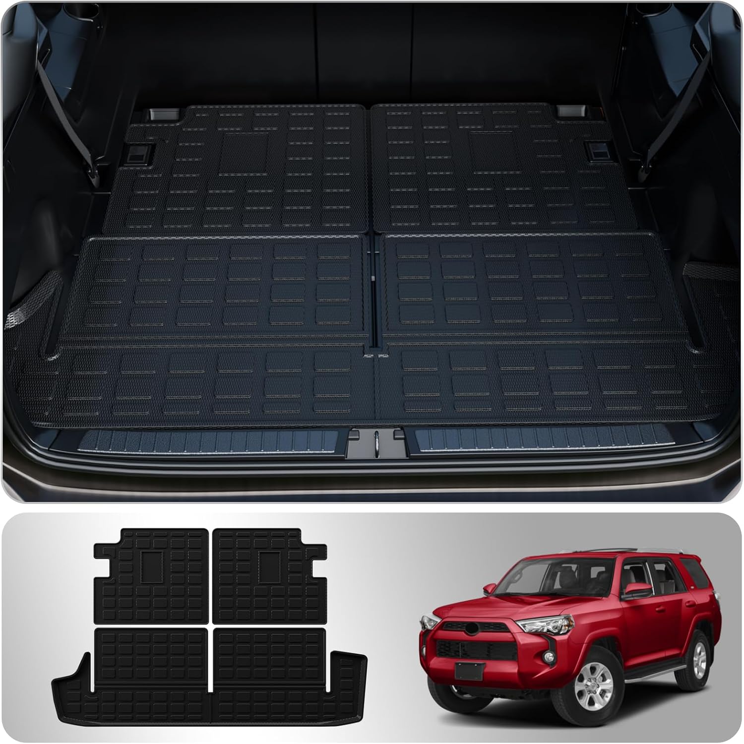 Tapete de carga compatible con Toyota 4 Runner 2010-2024 de 7 asientos, alfombrilla de maletero de carga para todo tipo de clima, accesorios para
