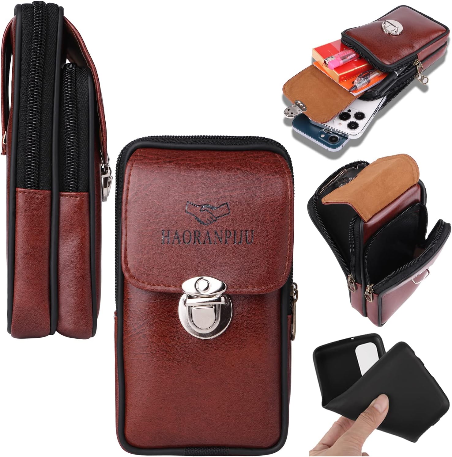 Funda de teléfono para Samsung Galaxy S10e con cremallera y clip para cinturón de piel sintética para tarjetas de crédito y dinero en efectivo,