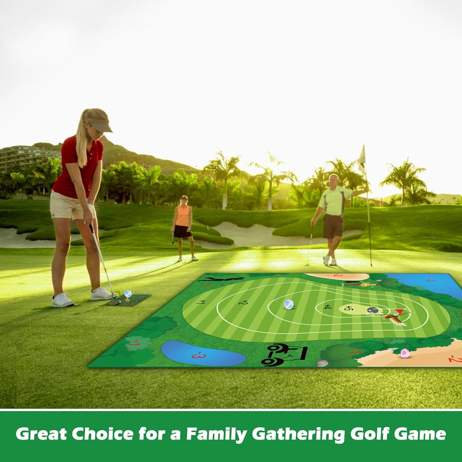 Alfombrilla de juego de astillado de golf, tapetes de práctica de golf para interiores y exteriores, juegos para adultos y familia, juego de golf