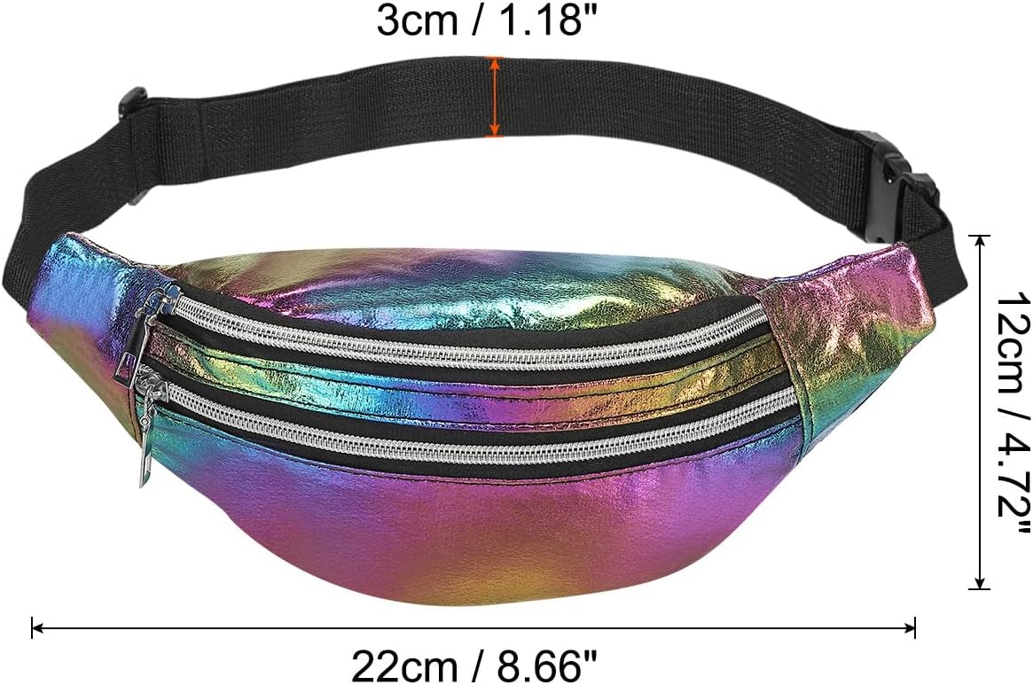 PATIKIL Riñonera de los años 80 para mujer, riñonera ajustable de los años 90 para fiestas, correr, multicolor