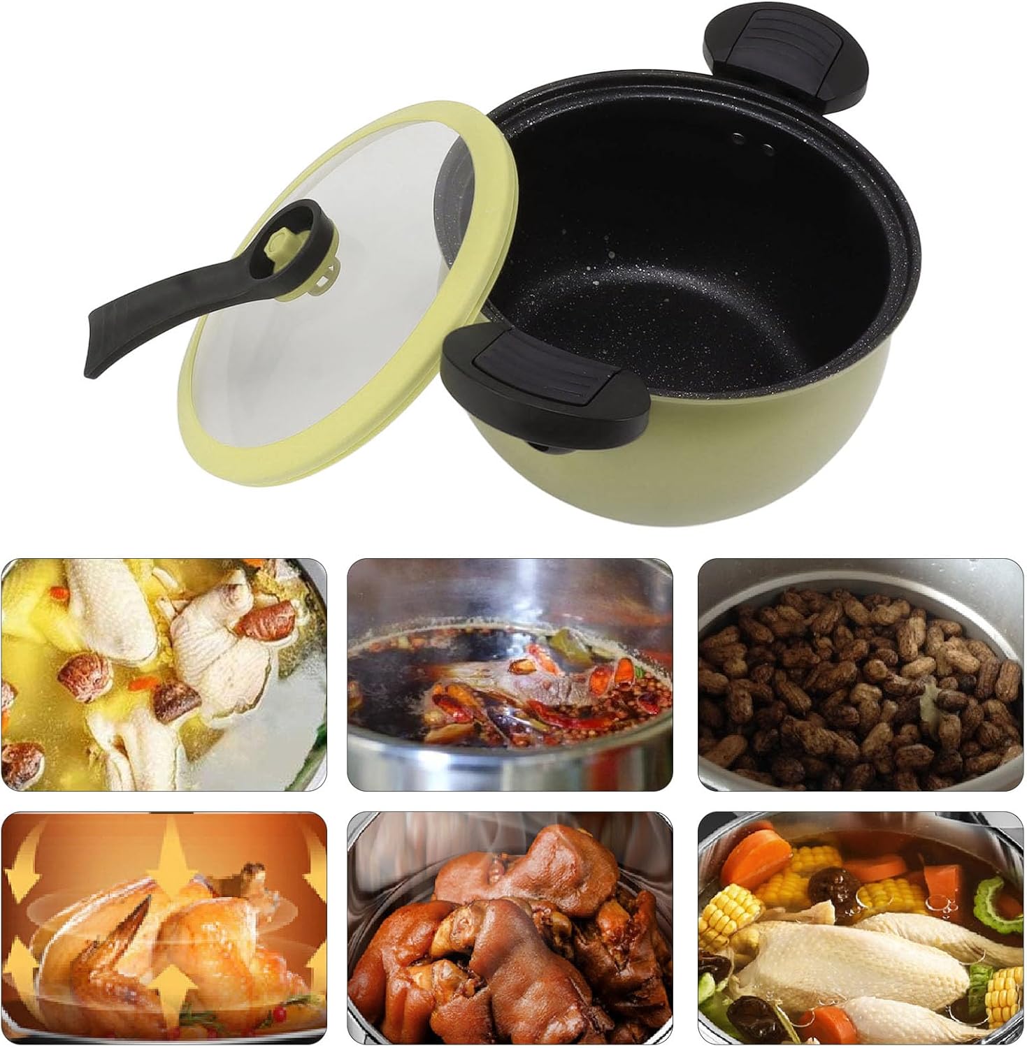 Microolla a presión antiadherente, eficiente de hierro, multifuncional, duradera, práctica, antiquemaduras, para cocinar (5L)