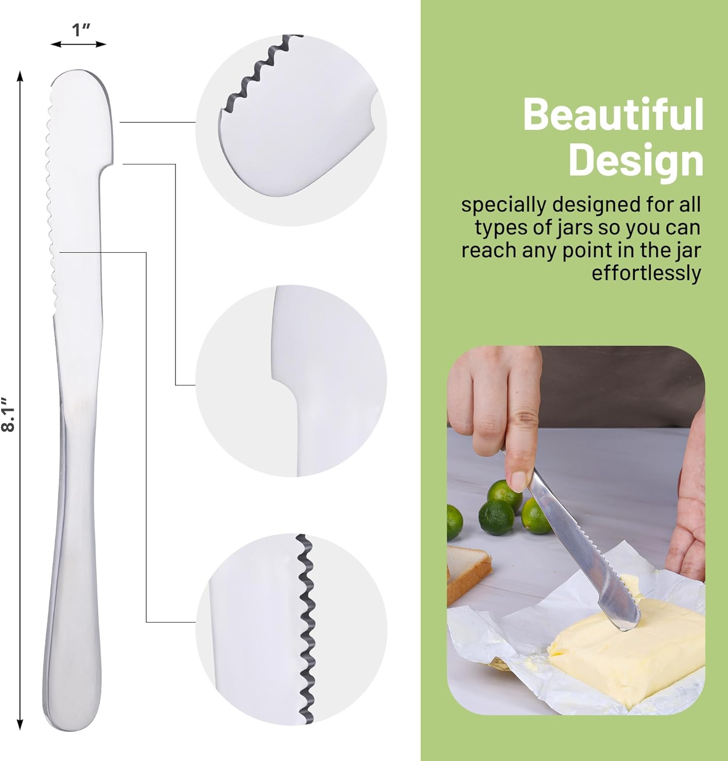 Cuchillo esparcidor de espátula multifunción, cuchillo de mantequilla de maní de acero inoxidable, raspador de mayonesa, gelatina, chocolate o fresa