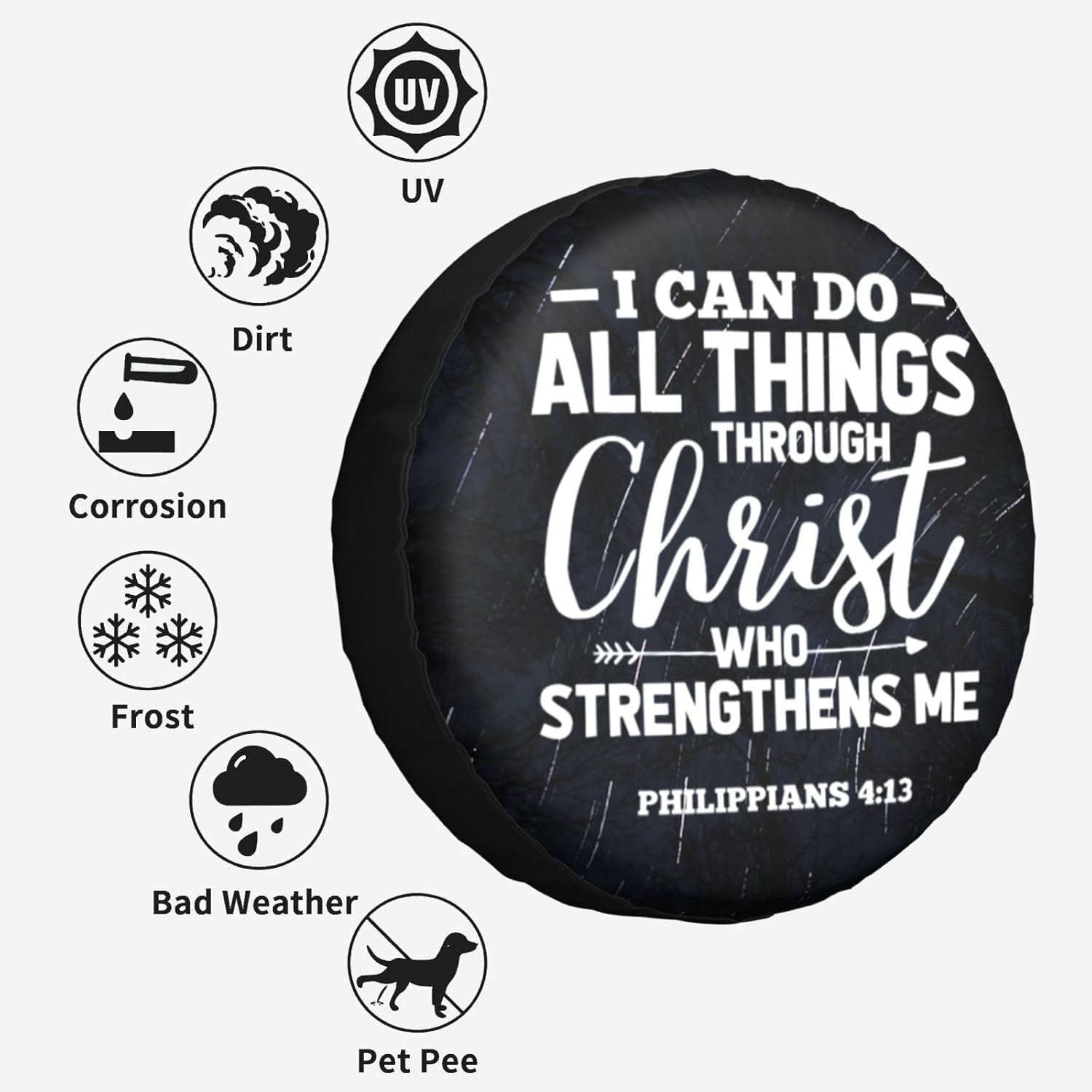 I Can Do All Things – Funda de repuesto impermeable con versículo bíblico cristiano, regalos de fe para remolque, RV, SUV, camión, cámper,