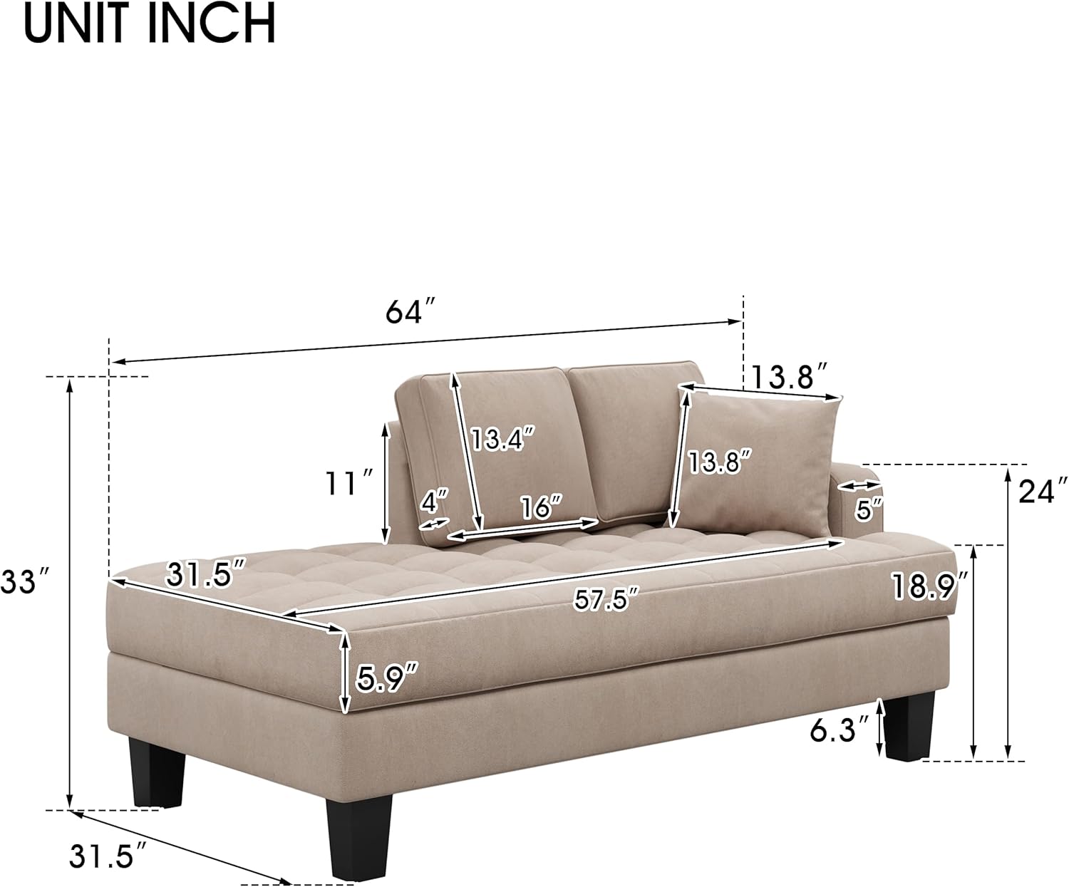 Tumbonas tapizadas para interiores, moderna silla de descanso con botones profundos con reposabrazos, respaldos, cómodos cojines, almohada incluida,