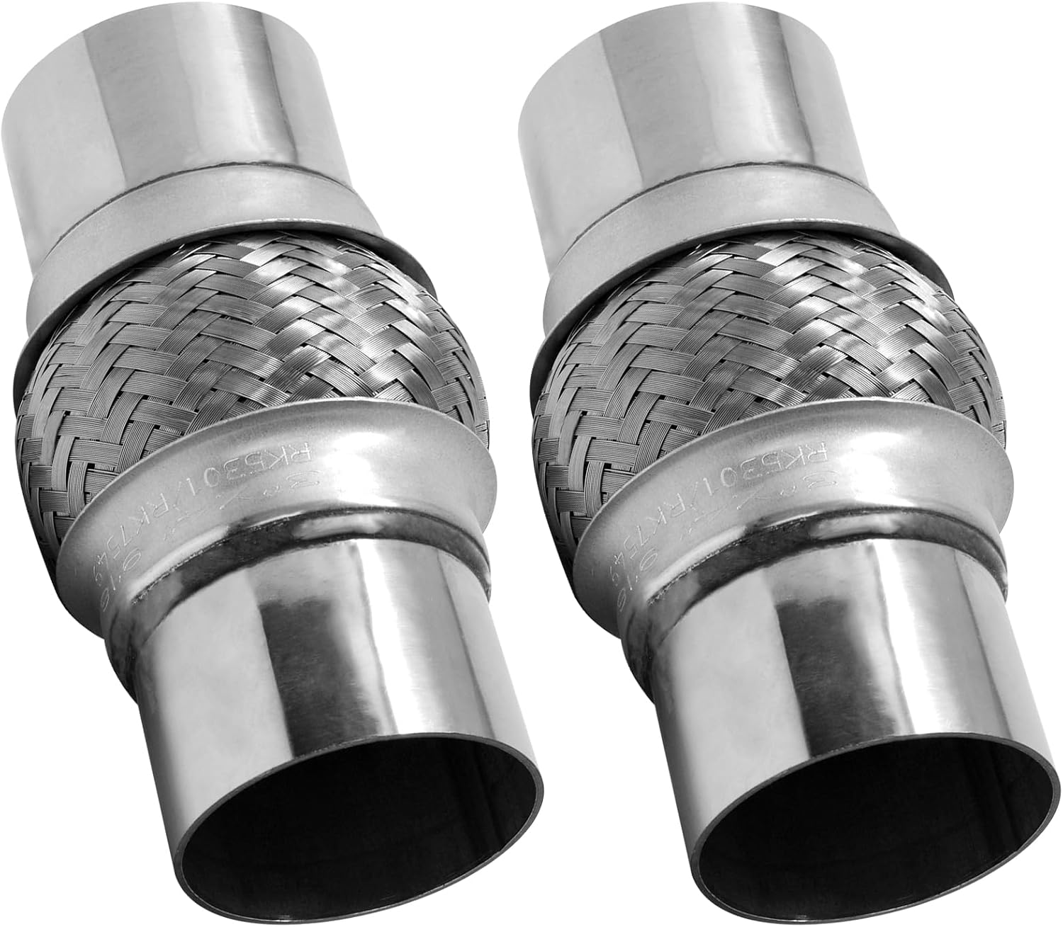 Tubo flexible de escape, 3 x 4 x 8 pulgadas de longitud total, universal, resistente, acero inoxidable, doble trenza, tubo flexible, paquete de 2
