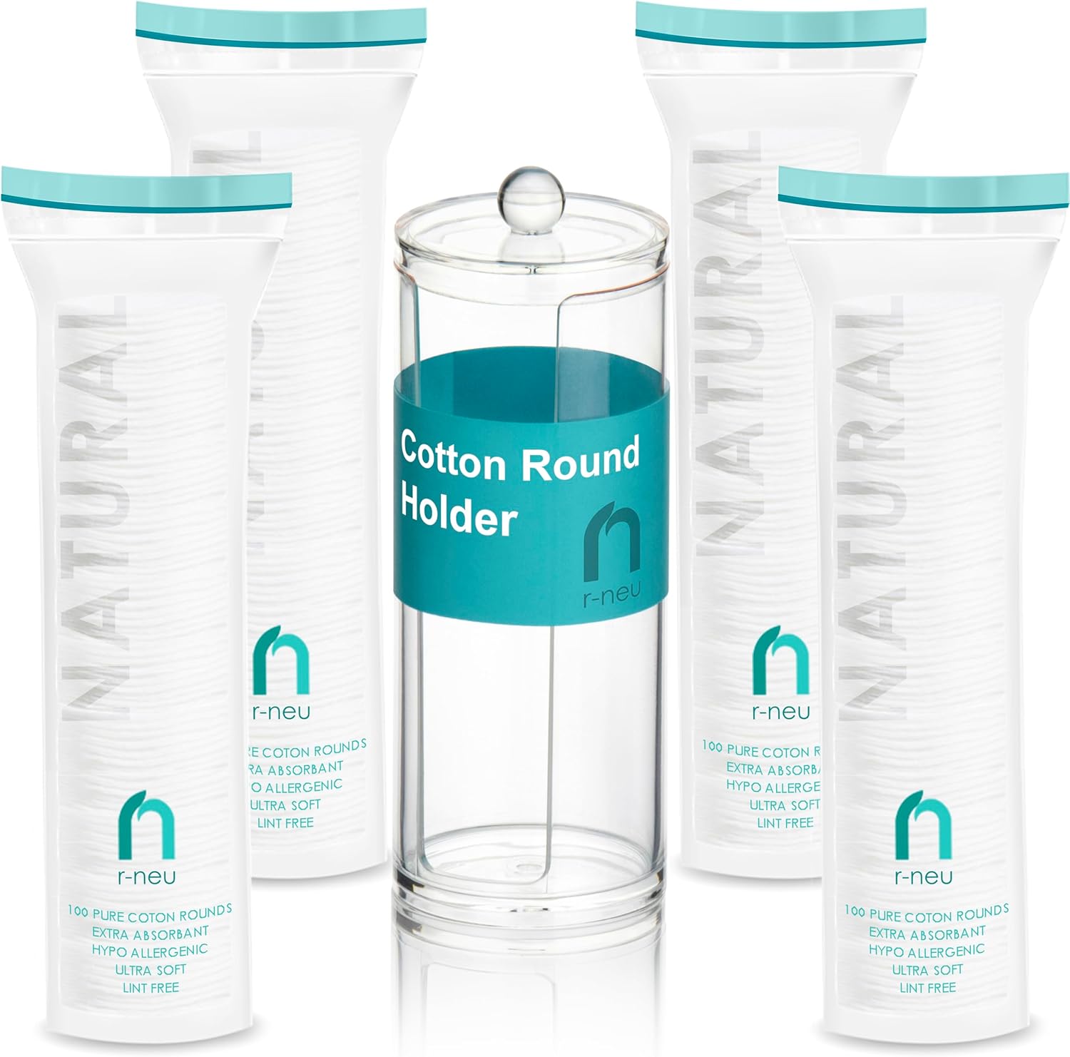 400 rondas de algodón con soporte acrílico, algodón turco de alta calidad, removedor de maquillaje 100% natural, dispensador transparente con ribete