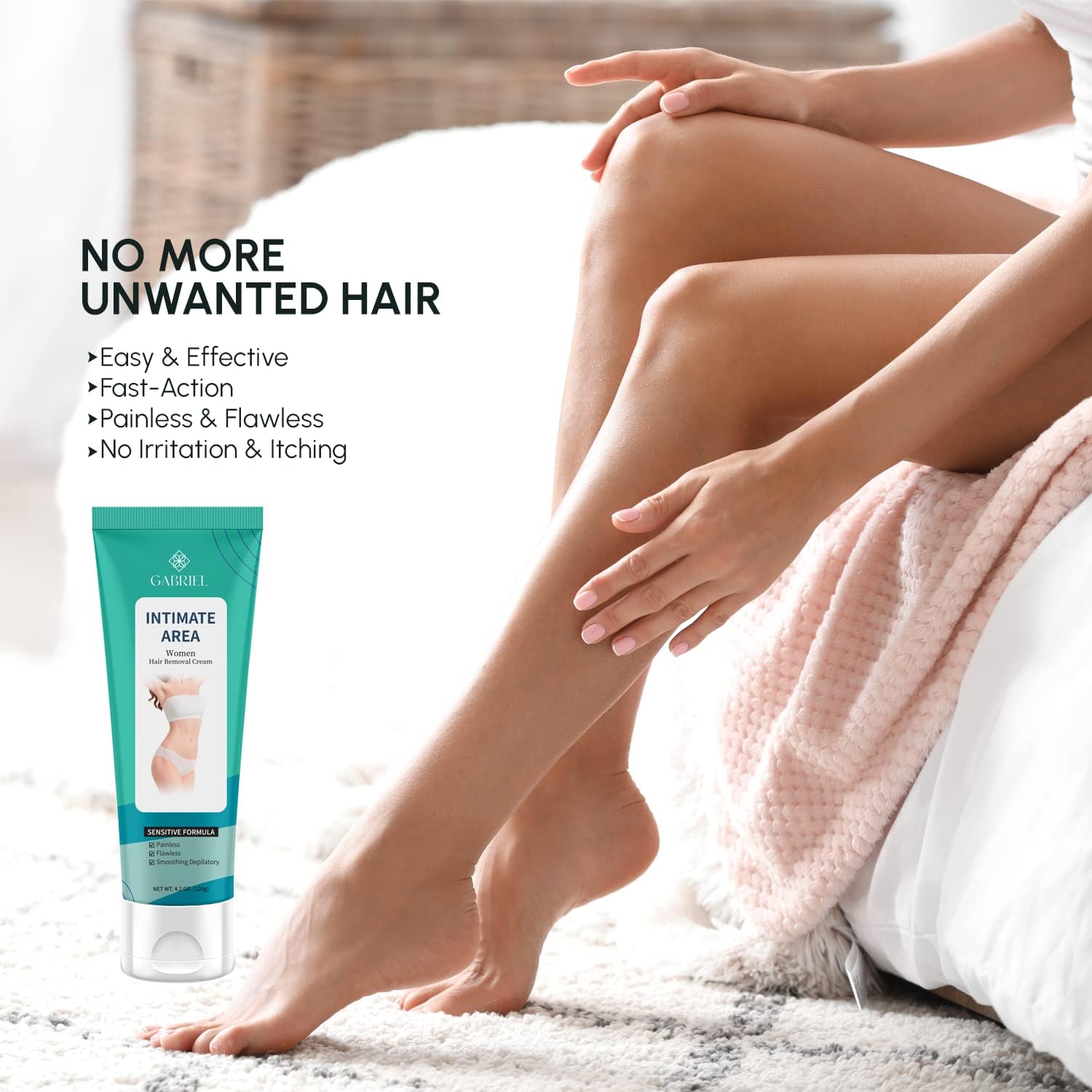 Crema depilatoria – Depilación rápida e indolora para una piel suave, dermatólogamente probada para áreas sensibles, crema depiladora para mujeres