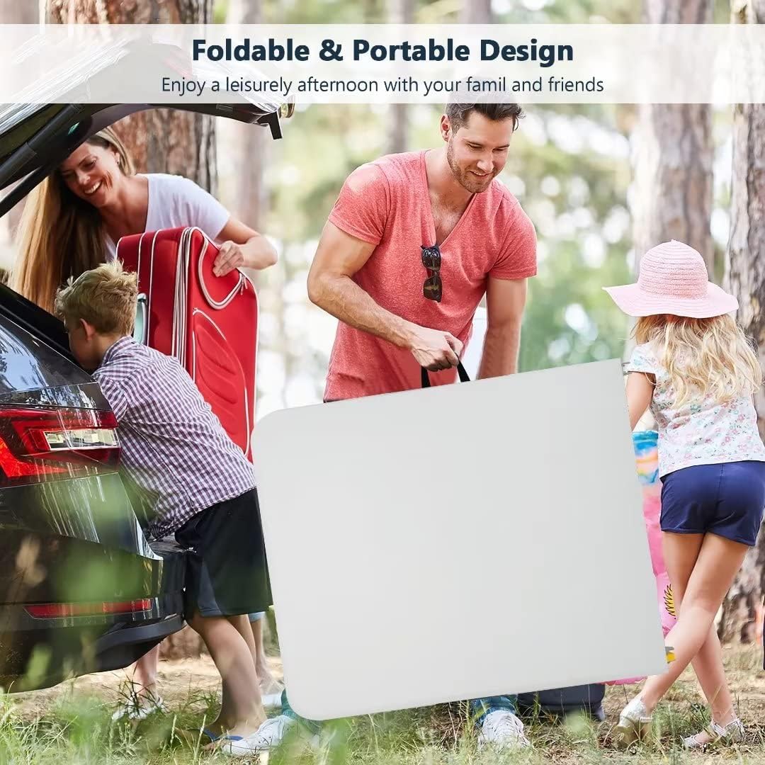 Mesa de campamento de 4 pies, mesa plegable de altura portátil, mesa plegable ajustable con asa, mesa portátil de picnic adecuada para fiestas en