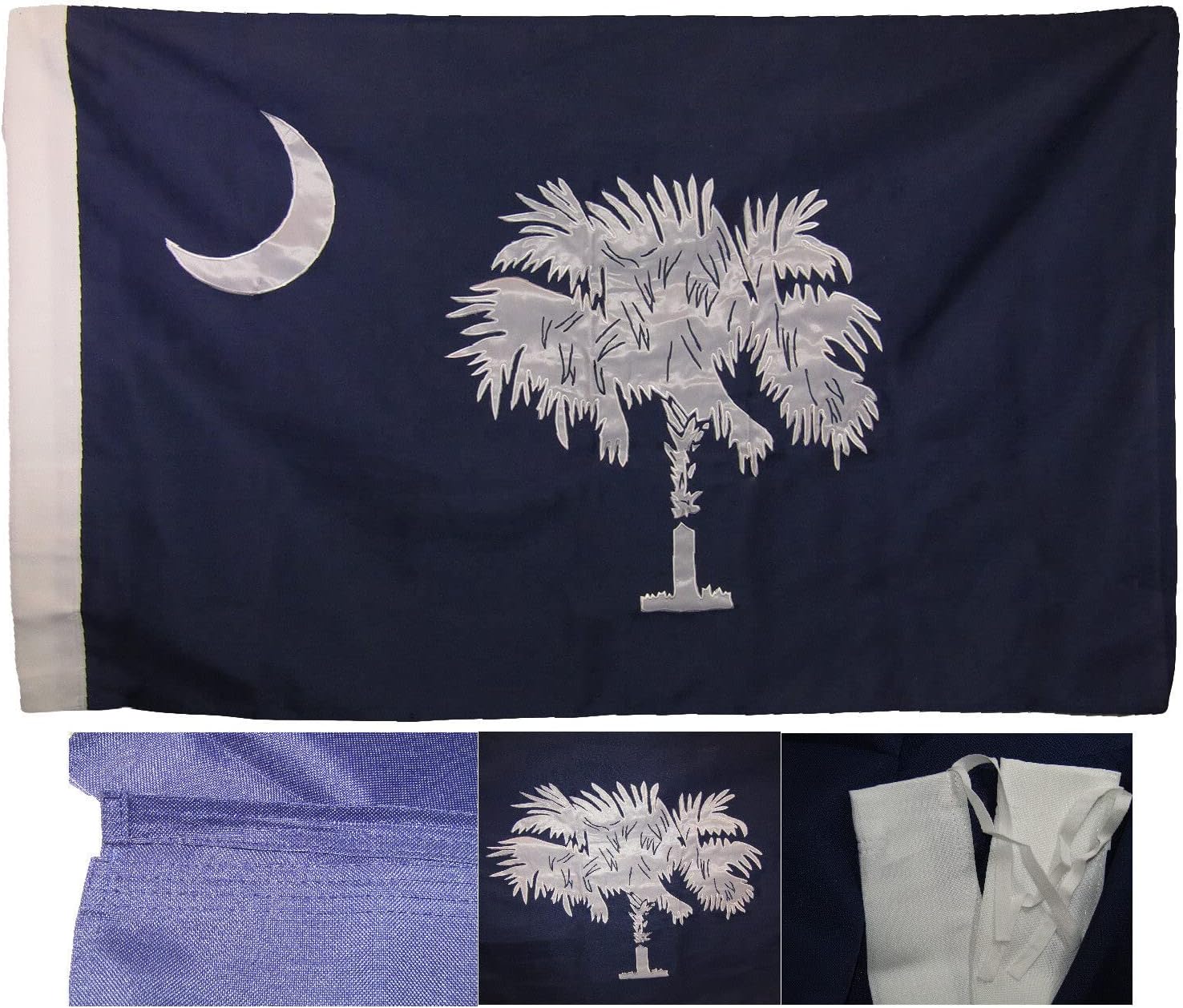 Premium 3×5 Embroidered Sewn State Carolina Sleeve Synthetic Cotton 3’x5′