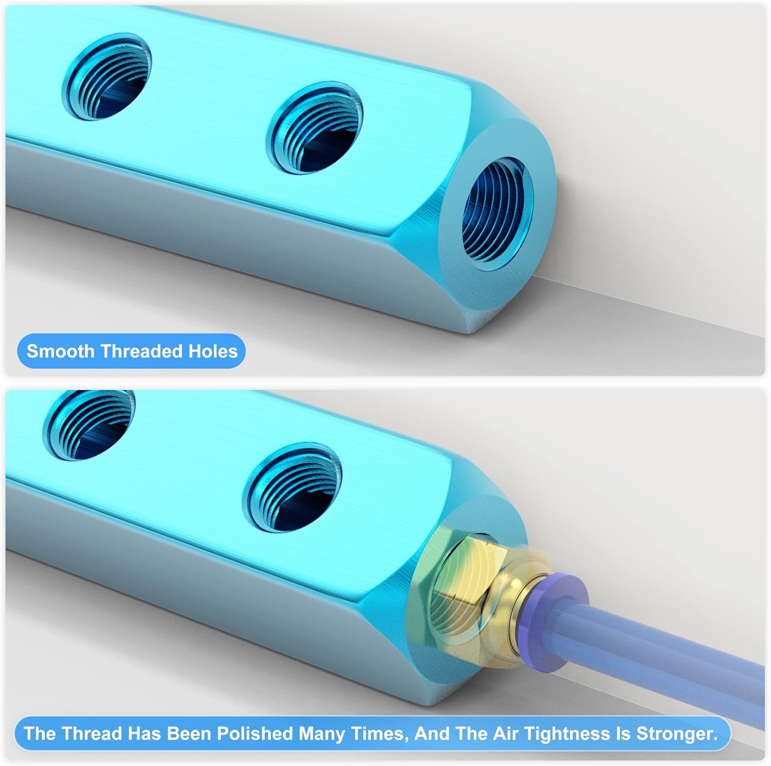 TAILONZ PNEUMATIC 14 “azul 6 vías 9 puertos de derivación neumática bloque de aluminio colector neumático Distribución de aire Distribución de aire