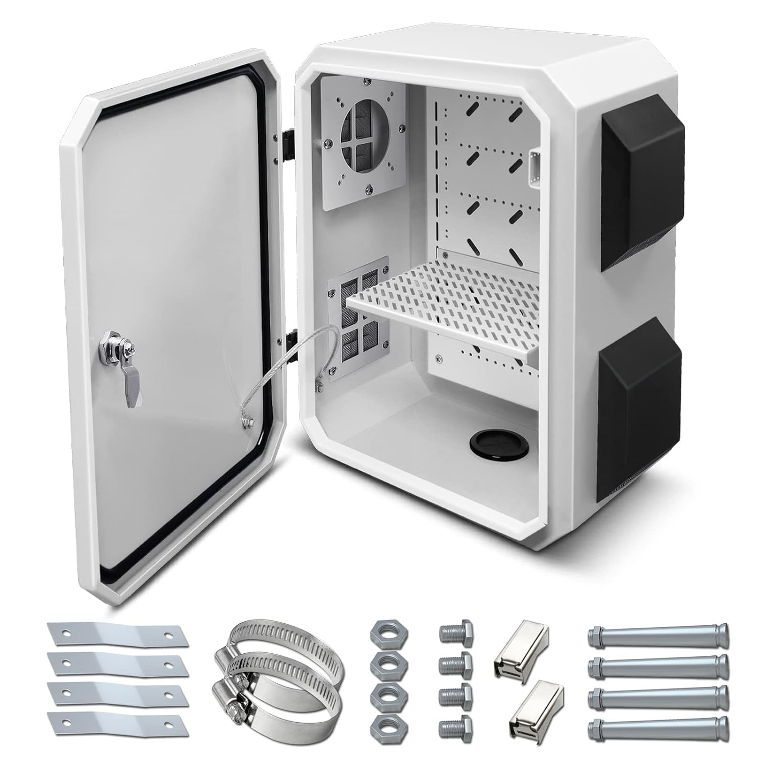 Caja eléctrica al aire libre, placa de acero laminada en frío, viga trasera de aleación de aluminio, diseño de ventilación de una pieza, IP65
